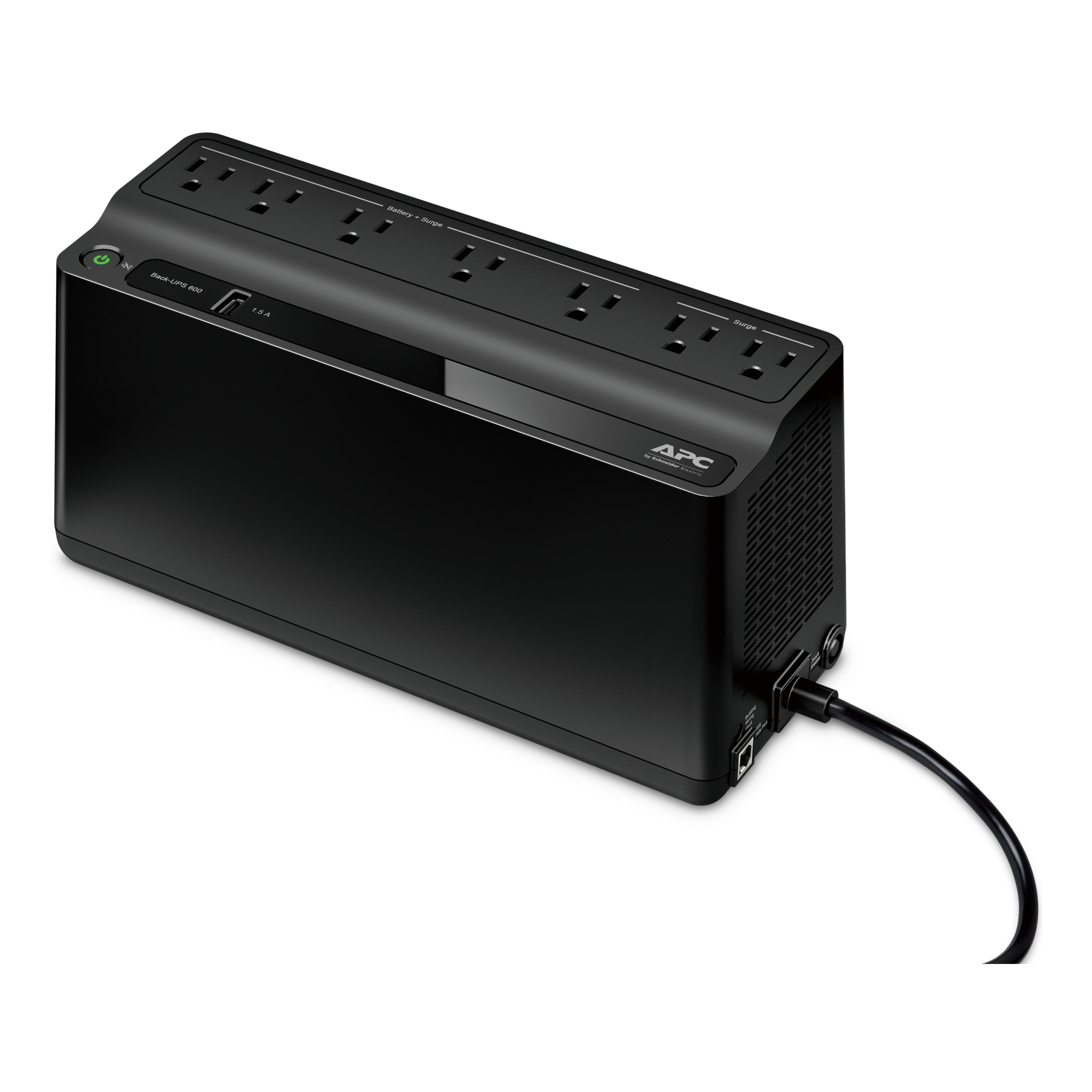 APC Back-UPS 600VA, 120V, 1 USB charging port, 7 NEMA outlets (2 surge)