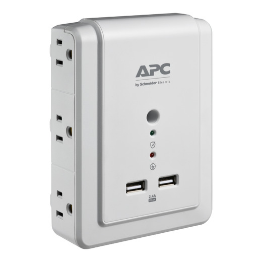 APC Essential SurgeArrest 6 Outlet Wall Mount With USB, 120V