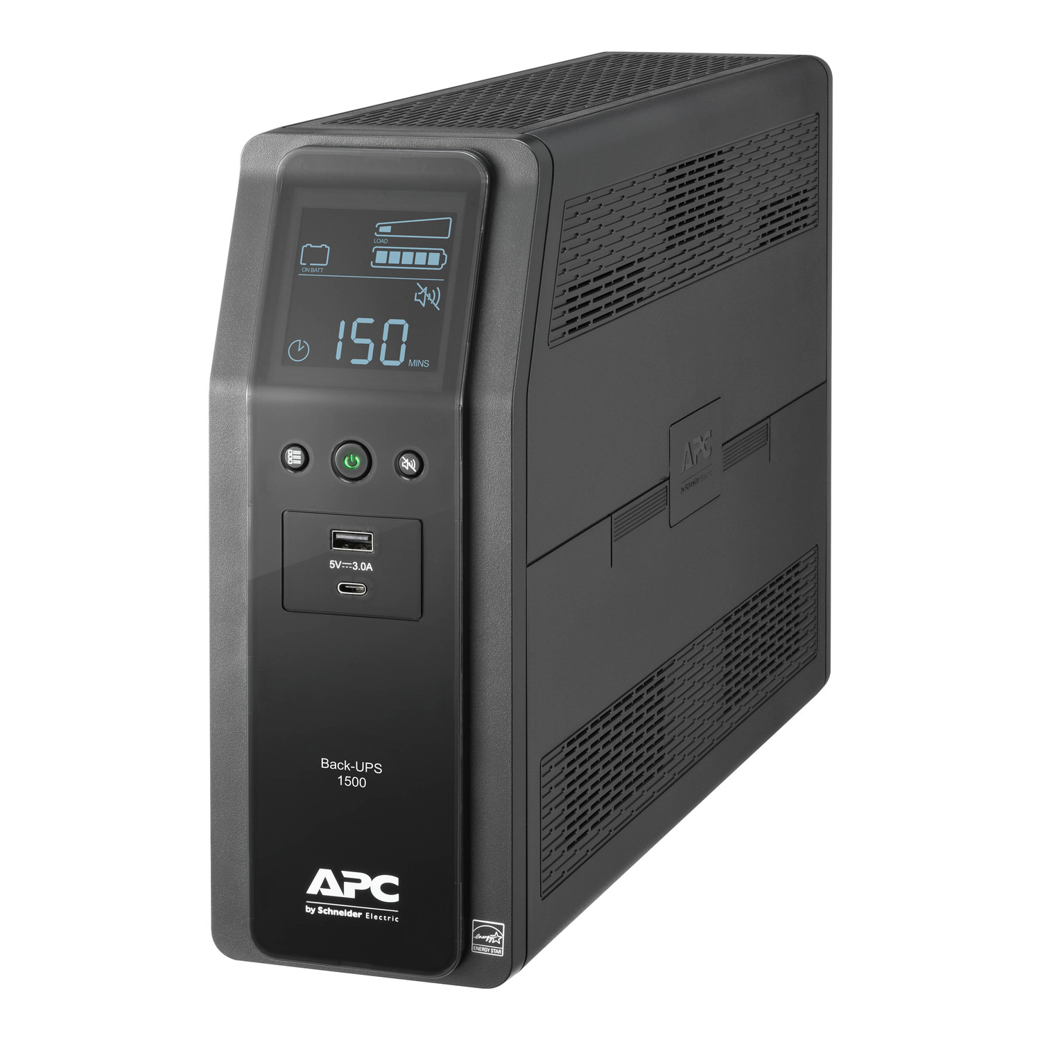 APC Back-UPS Pro 1500VA, 120V, AVR, LCD, 2 USB charging ports, 10 NEMA outlets (4 surge)