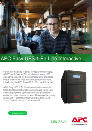 APC Easy UPS 1 Ph Line Interactive Brochure (SMV 750-3000 VA)