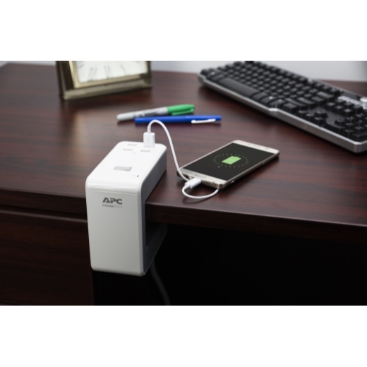 APC SurgeArrest Essential Multi-Use 6 Outlet with 4 Port 4.8A USB Charger White 120V