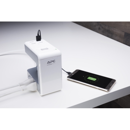 APC SurgeArrest Essential Multi-Use 6 Outlet with 4 Port 4.8A USB Charger White 120V