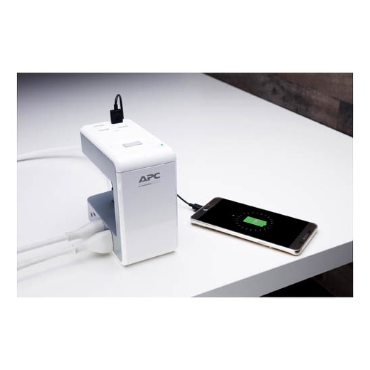 APC SurgeArrest Essential Multi-Use 6 Outlet with 4 Port 4.8A USB Charger White 120V