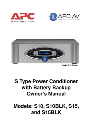 S Type Power Conditioner with Battery Backup Owners Manual
