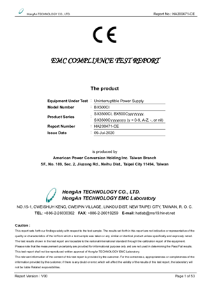 EMC Report for BX550CI-AR, BX550CI-CN