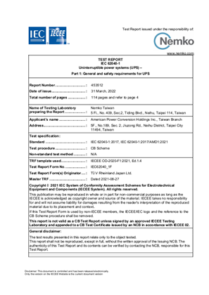 Nemko CB certificate for SX3800CI/SX3800CI