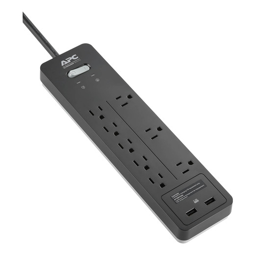 APC Home Office SurgeArrest 8 Outlets with 2 USB charging ports (5V, 2.4A in total), 120V