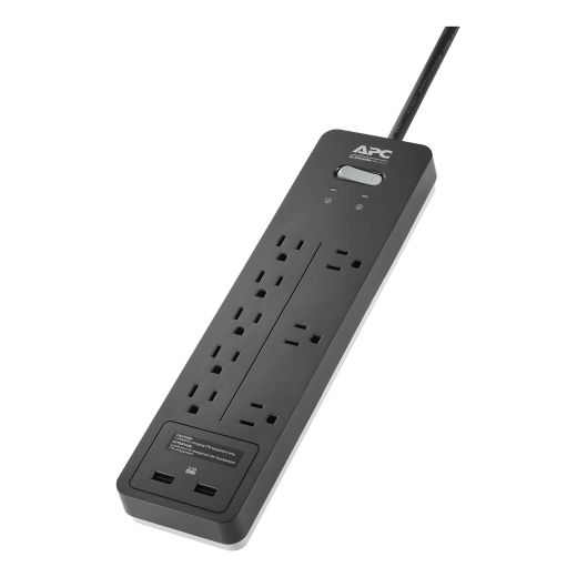 APC Home Office SurgeArrest 8 Outlets with 2 USB charging ports (5V, 2.4A in total), 120V