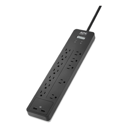 APC Home Office SurgeArrest 12 Outlets with 2 USB charging ports (5V, 2.4A in total), 120V