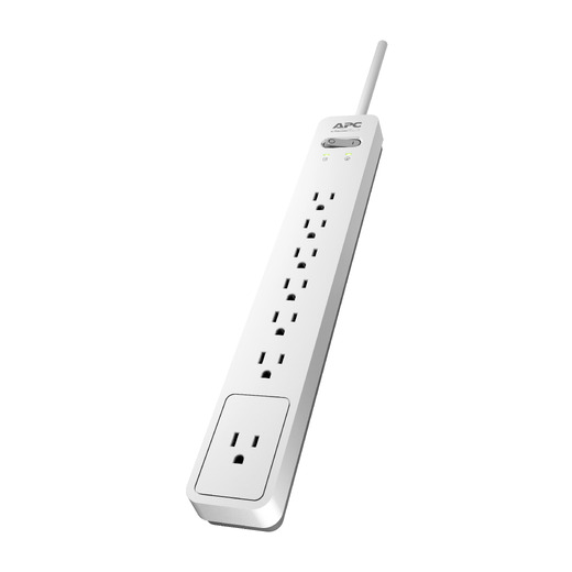 APC Essential SurgeArrest 7 Outlet 6 Foot Cord 120V, White and Grey