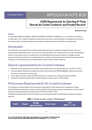 ACRP Requirements for Selecting 3rd Party Remote Air-Cooled Condenser and Flooded Receiver