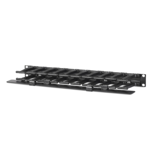 APC NetShelter Cable Management, Horizontal Cable Manager, 1U, Single Side with Cover, Black, 483 x 44 x 110 mm