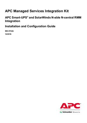 Managed Services Integration Kit - Installation and Configuration Guide for SolarWinds N-able N-central