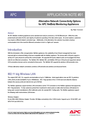 Alternative Network Connectivity Options for APC NetBotz Monitoring Appliances