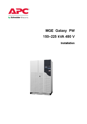 MGE Galaxy PW 150-225 kVA 480 V Installation