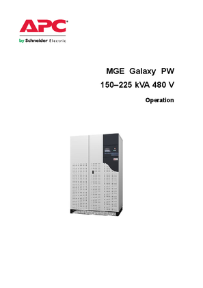 MGE Galaxy PW 150-225 kVA 480 V Operation