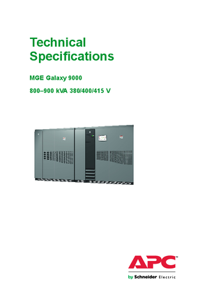 MGE Galaxy 9000 800-900 kVA 380/400/415 V Technical Specifications