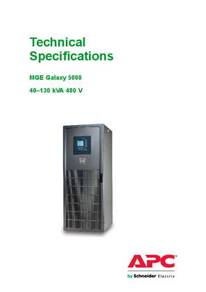 MGE Galaxy 5000 40-130 kVA 480 V Technical Specifications