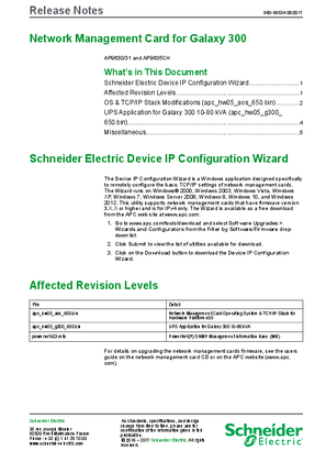 Network Management Card for Galaxy 300 10-80 kVA Release Notes