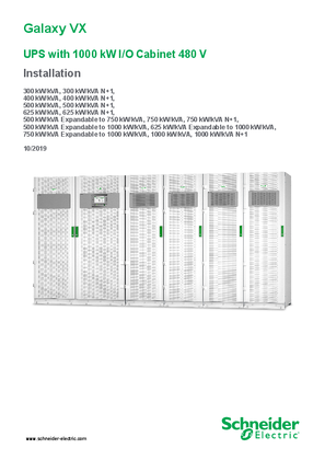 Galaxy VX UPS with 1000 kW IO Cabinet 480 V Installation Manual