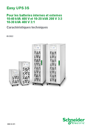 Easy UPS 3S 10–40 kVA 3:3 et 10–30 kVA 3:1 Caractéristiques techniques