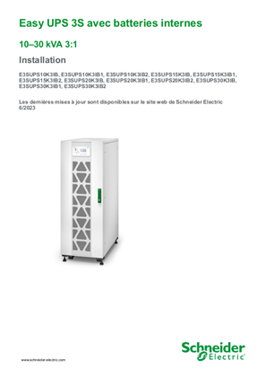 Easy UPS 3S avec batteries internes 10–30 kVA 3:1 Installation