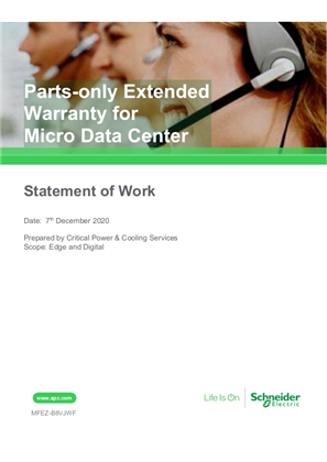 Parts-only Extended Warranty for Micro Data Center