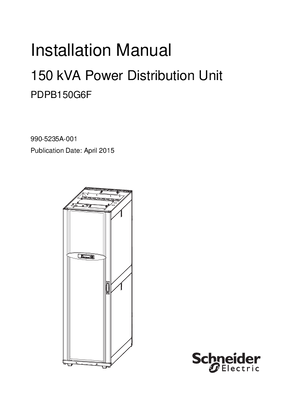 Installation Manual,150kVA Power Distribution Unit, 600mm