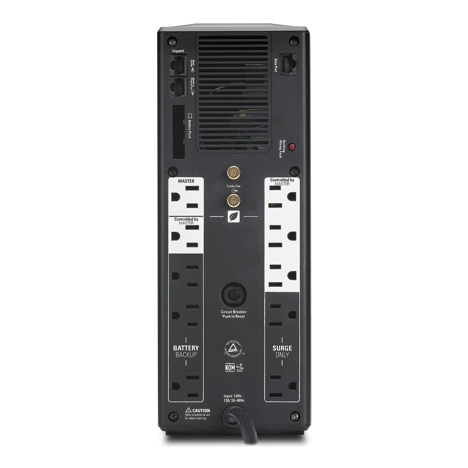 APC Back-UPS Pro, 1500VA/865W, Tower, 120V, 10x NEMA 5-15R outlets, AVR,  LCD, User Replaceable Battery - BR1500G