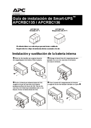 Cartucho de la batería de sustitución Smart-UPS APCRBC135/136