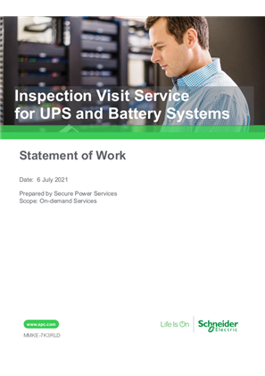 Inspection Visit Service for UPS and Battery Systems