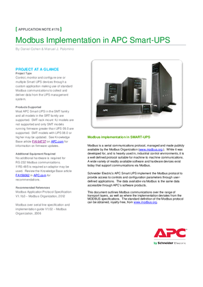 Modbus Implementation in APC Smart-UPS