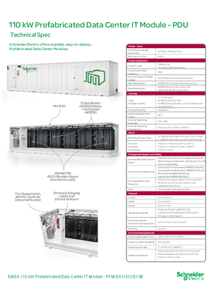110kW Prefabricated Data Center IT Module PDU Data Sheet - EMEA