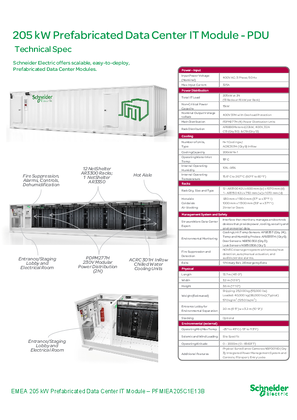 205kW Prefabricated Data Center IT Module PDU Data Sheet - EMEA