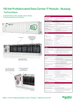 110kW Prefabricated Data Center IT Module Busway Data Sheet - EMEA
