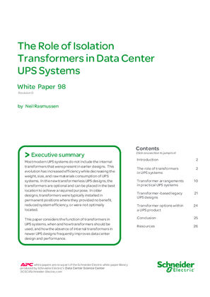 The Role of Isolation Transformers in Data Center UPS Systems