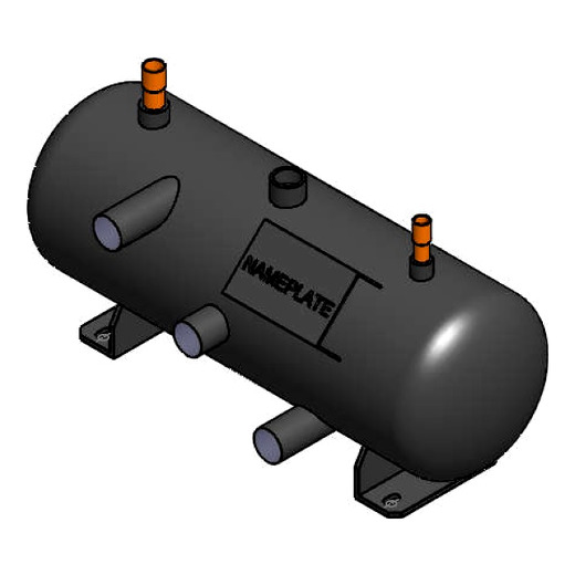Flooded Receiver, 20L, 219mm diameter, 640mm length, ASME with heater