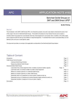 Switched Outlet Groups on SMT and SMX Smart-UPS