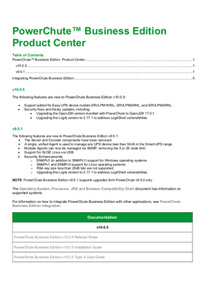 PowerChute Business Edition - Product Center
