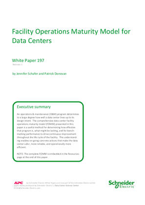 Facility Operations Maturity Model for Data Centers