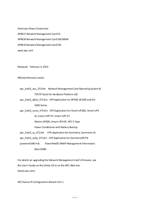 UPS Network Management Cards firmware v3.72 - Release Notes