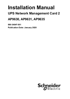UPS Network Management Card 2 - Installation Guide