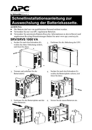 Quick Installation Guide for Battery Cartridge Replacement APCRBCV203/APCRBCV204/APCRBCV205