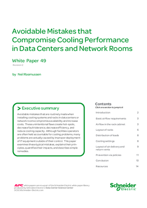 Avoidable Mistakes that Compromise Cooling Performance in Data Centers and Network Rooms