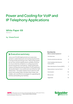 Power and Cooling for VoIP and IP Telephony Applications