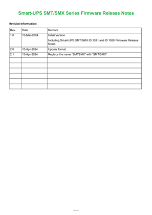UPS SMX V15.0 Firmware Release Notes