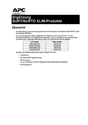 Ergänzung für SURT 1/6 kVA XLIM und SURTD 2,2/3 kVA XLIM