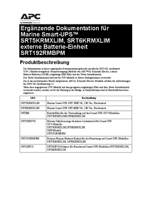 Supplement Marine Smart-UPS SRT5K/6/K RMXLIM, SRT192RMBPM