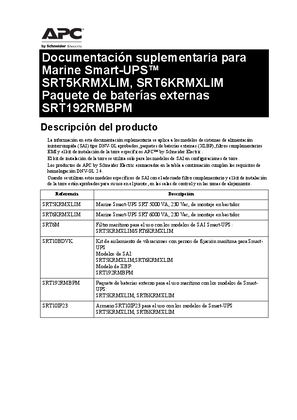 Supplement Marine Smart-UPS SRT5K/6/K RMXLIM, SRT192RMBPM