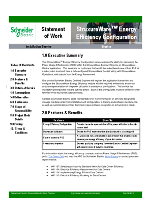 StruxureWare Energy Efficiency Configuration